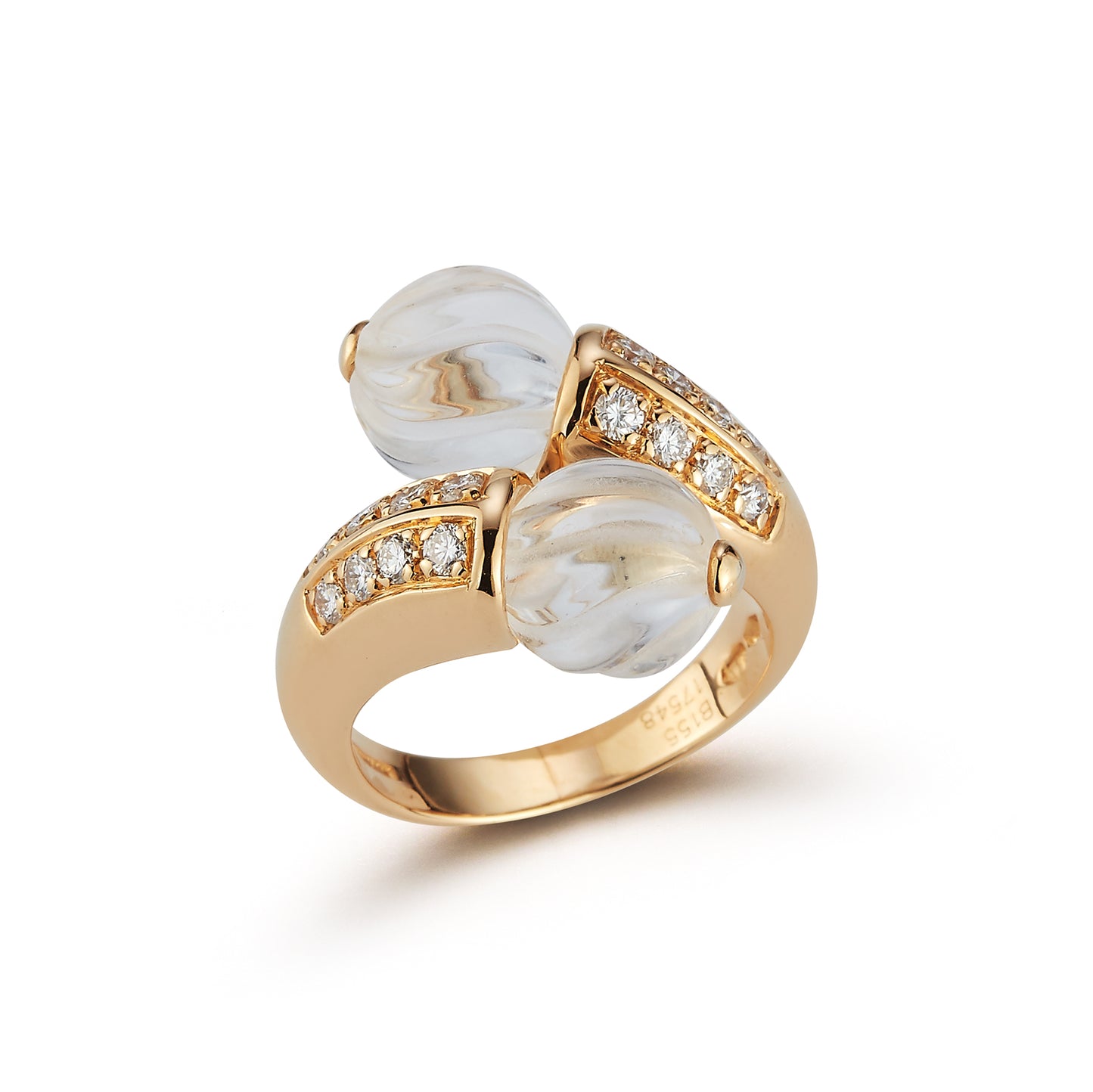 Boucheron Carved Rock Crystal and Diamond Toi et Moi Ring