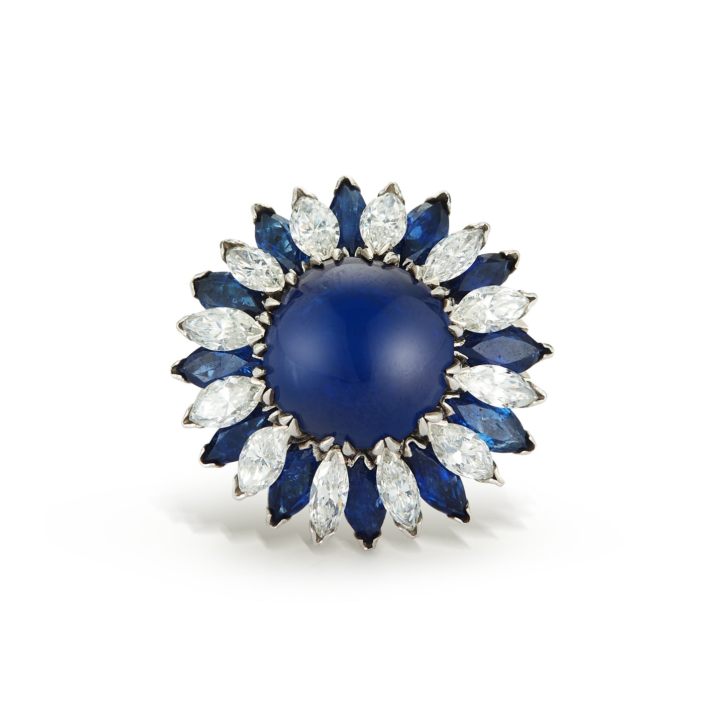 Majestic Cabochon Sapphire and Diamond Cocktail Ring