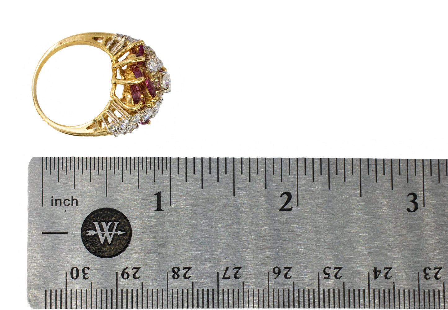 Ruby and Diamond Bypass Cluster Ring