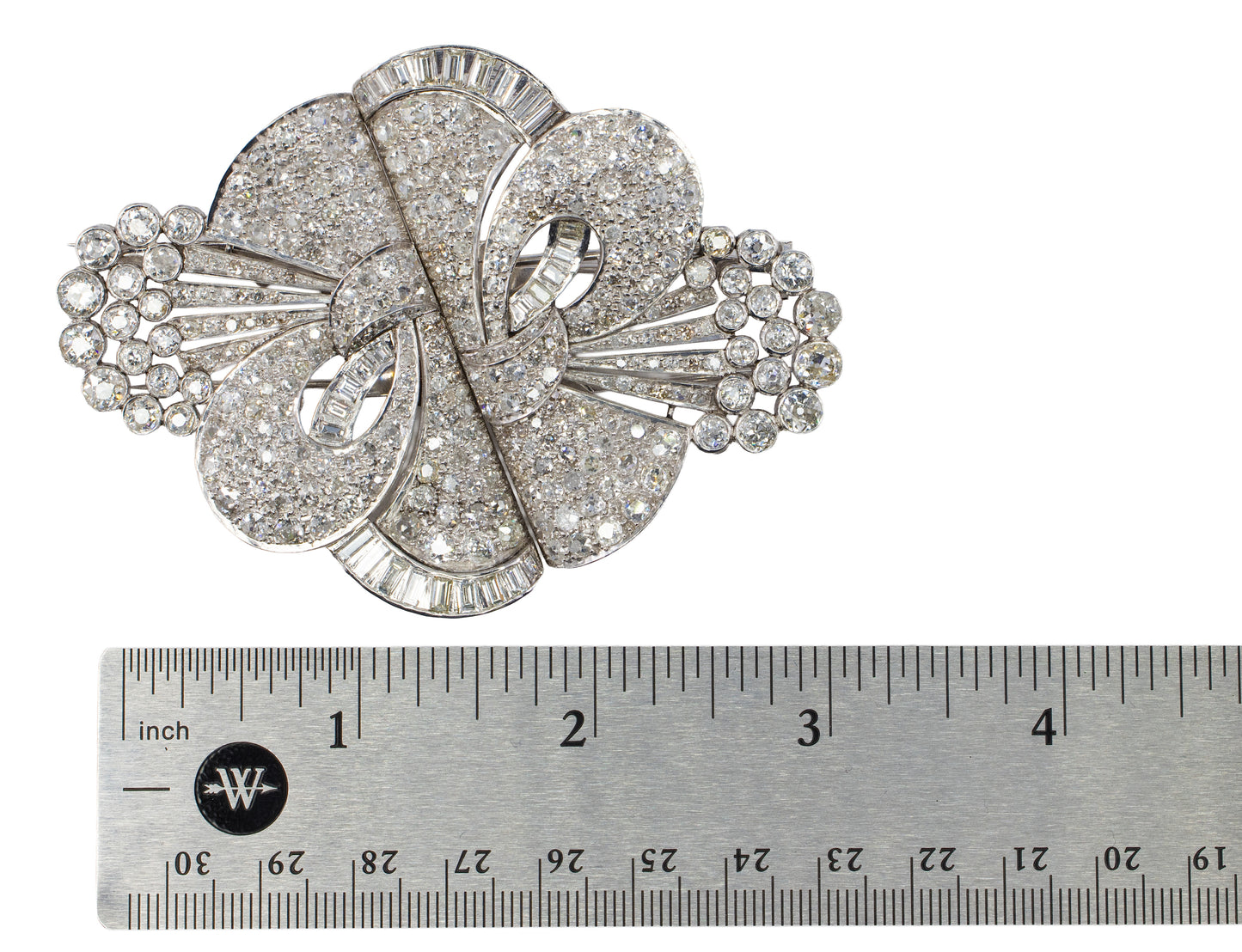 Art Deco Platinum Convertible Diamond Double Clip Brooch