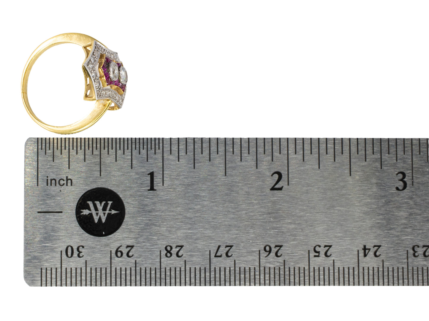 Art Deco Ruby and Diamond Shield Ring