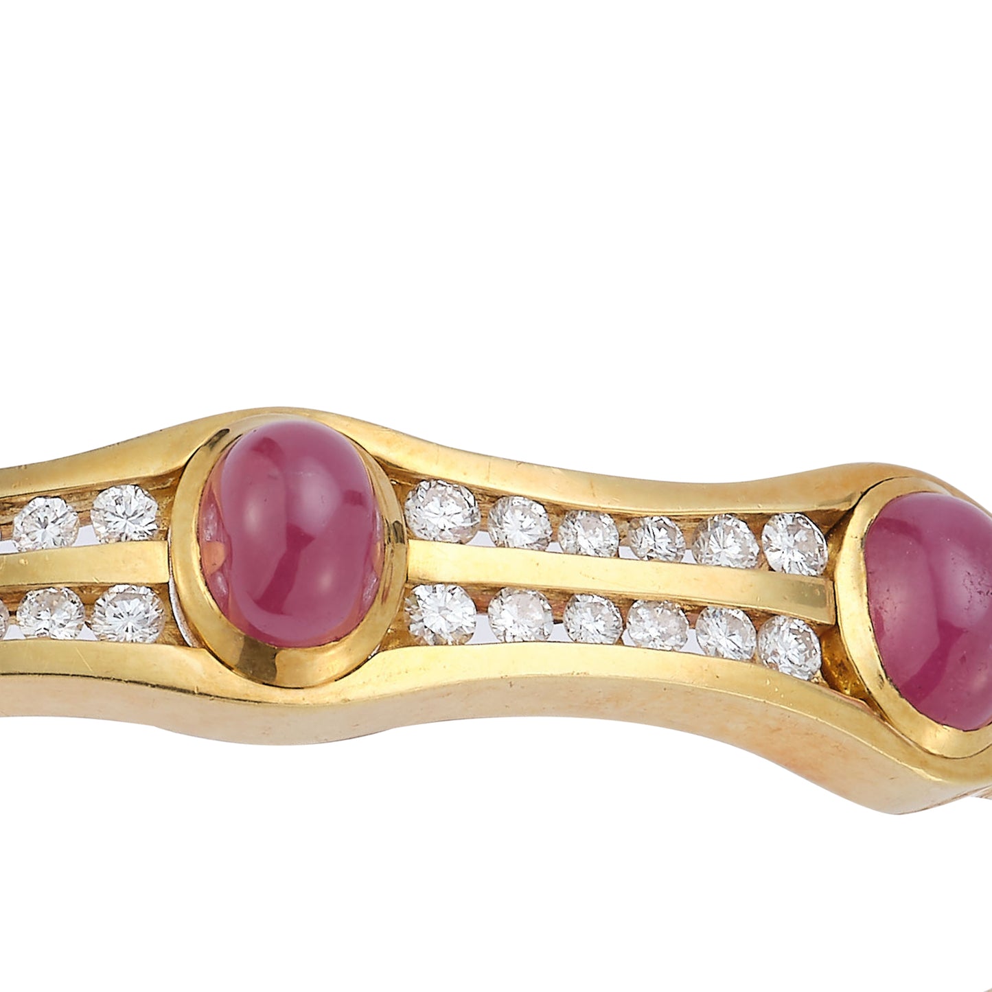 Cabochon Ruby & Diamond Gold Bangle