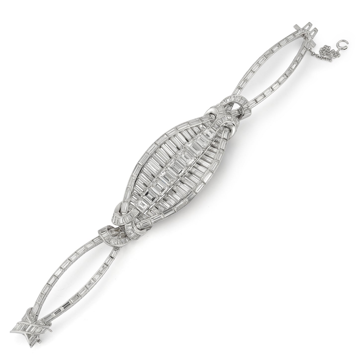 Emerald-Cut and Baguette Diamonds Platinum Bracelet