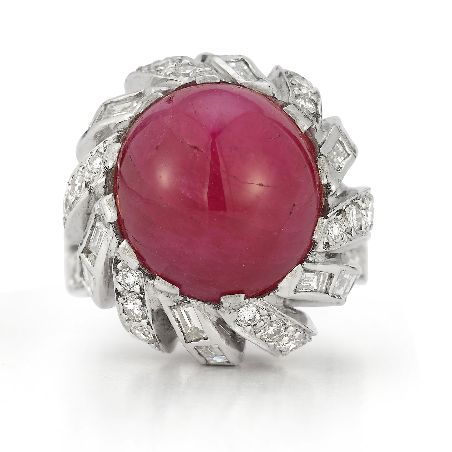 Multi Cut Diamond & Cabochon Ruby Ring