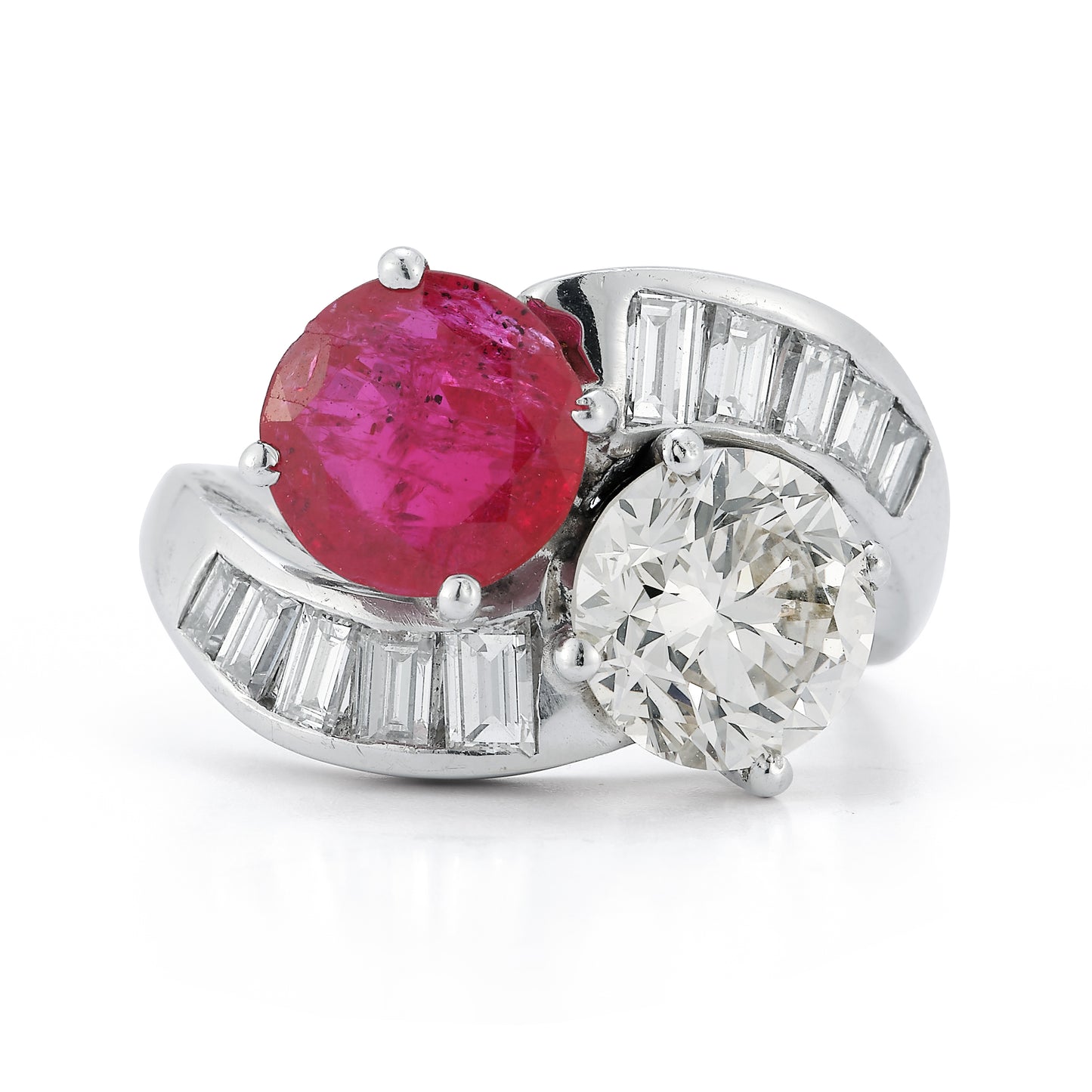 Ruby and Diamond Toi et Moi Ring