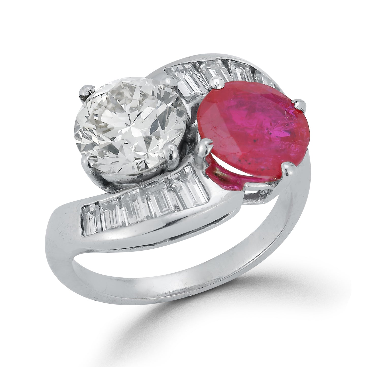 Ruby and Diamond Toi et Moi Ring
