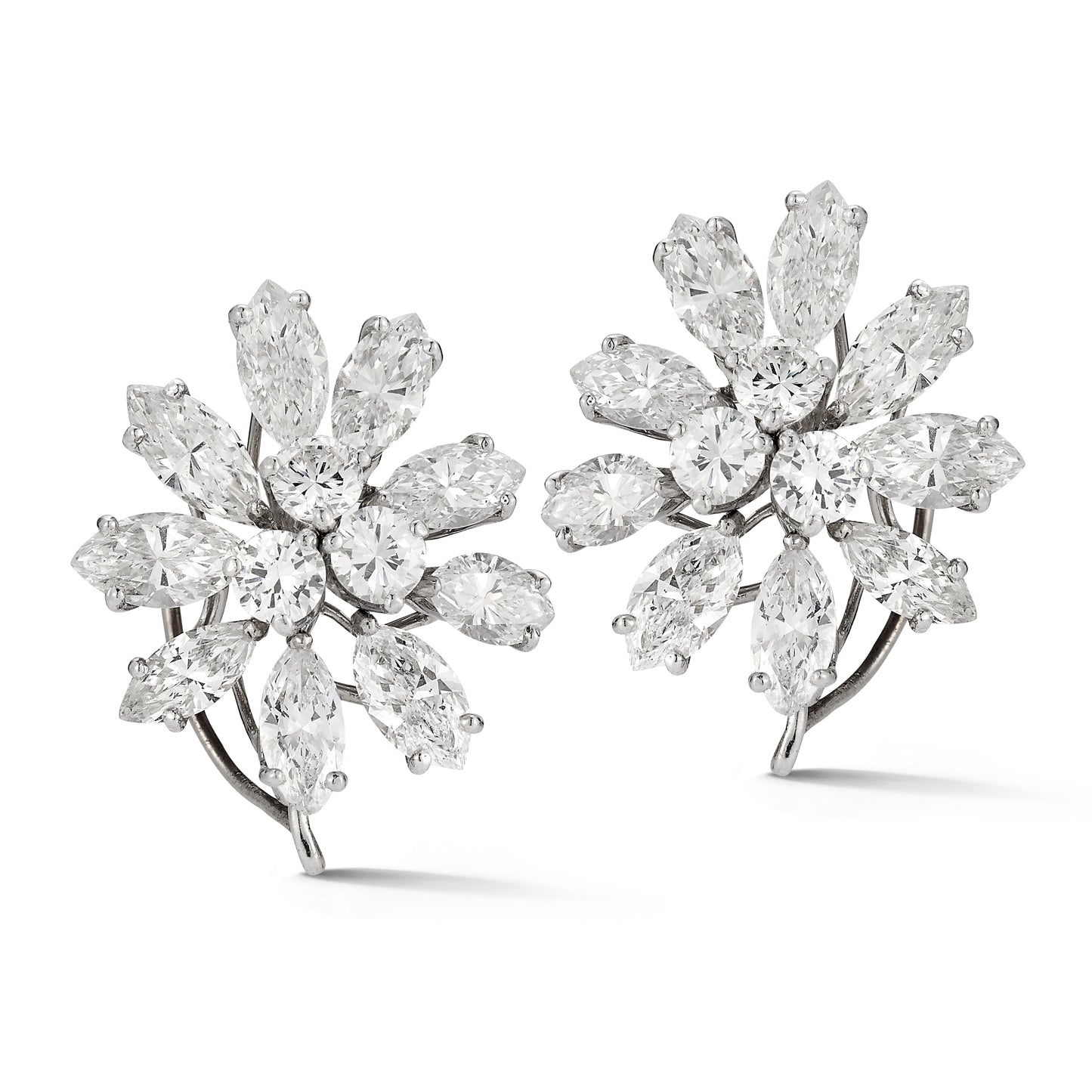 Platinum Diamond Floral Earrings