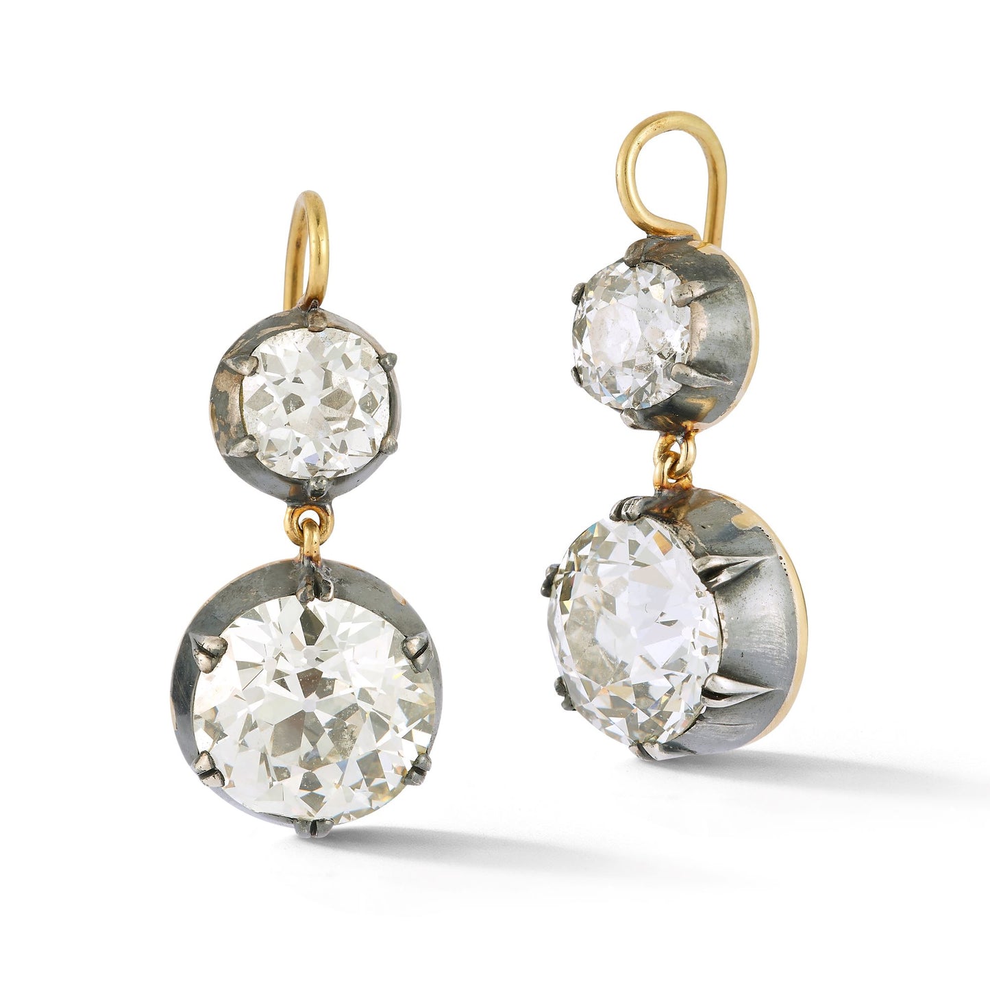 Antique Old European Cut Diamond Dangle Earrings.
