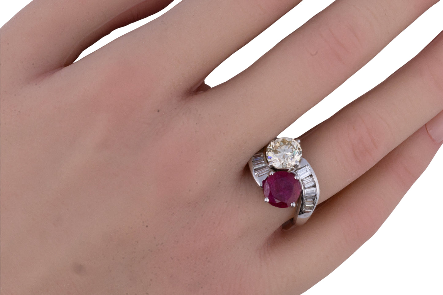 Ruby and Diamond Toi et Moi Ring