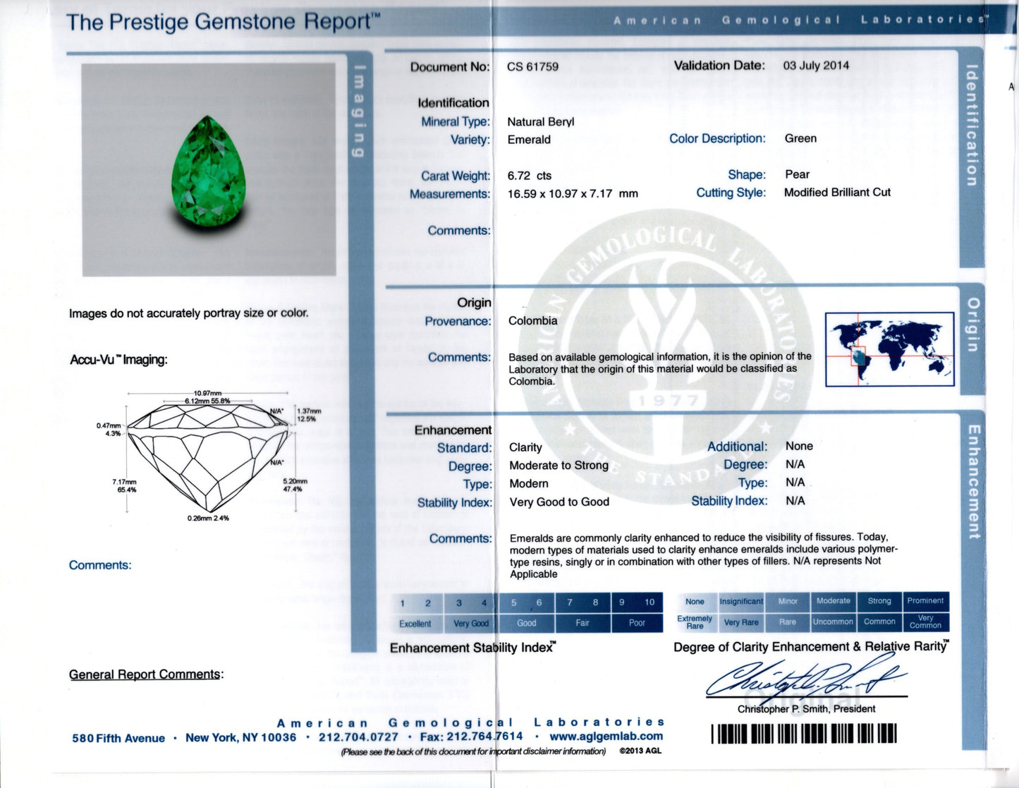 Emerald And Diamond Pear Shape Drop Necklace