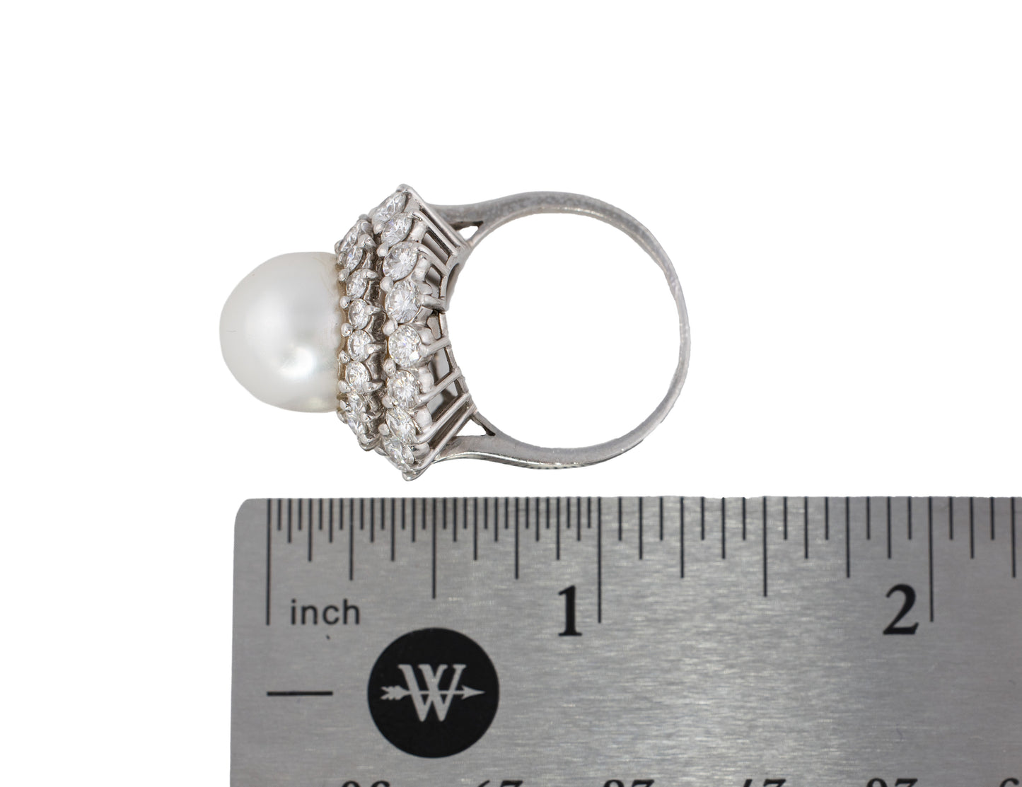 Large South Sea Pearl and Diamond Double Halo Ring