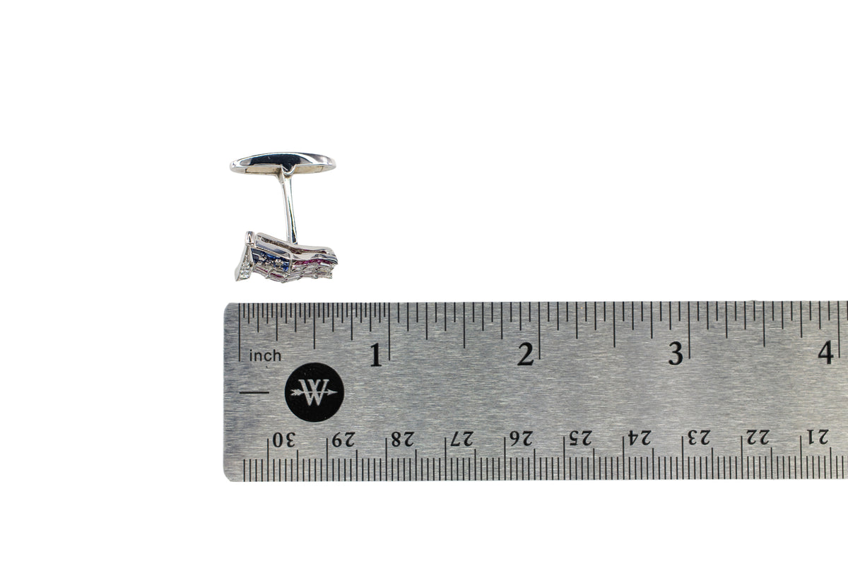 Oscar Heyman & Brothers Platinum Sapphire, Ruby, and Diamond American Flag Cufflinks