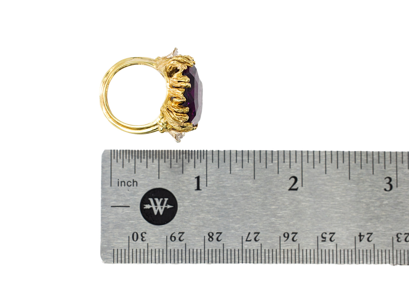 Emerald-Cut Amethyst and Diamond Nugget-Style Cocktail Ring