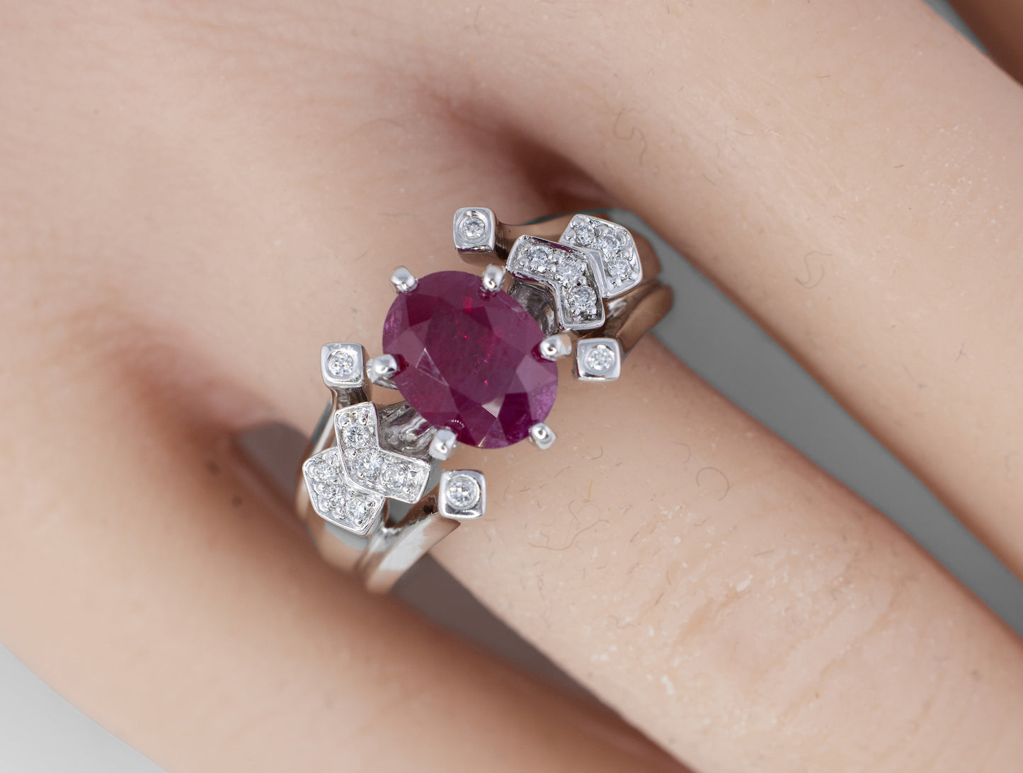 Oval Ruby and Diamond Accent Band