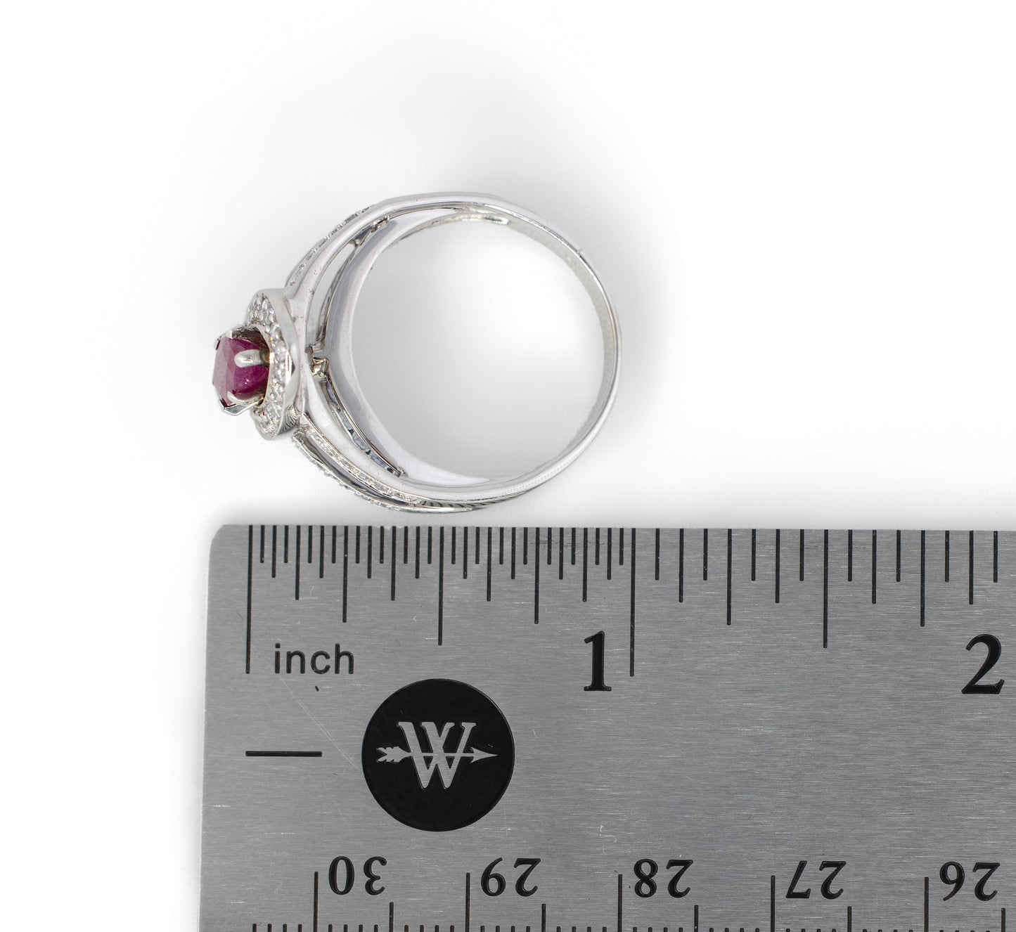 Marquise Ruby with Diamond Halo and Sapphire Channel-Set Band