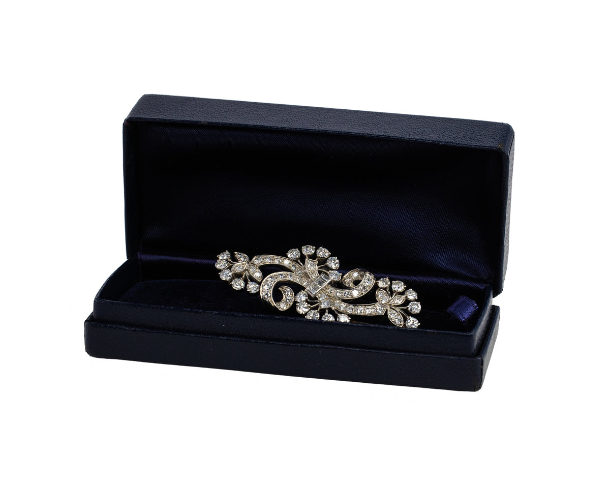 Tiffany & Co. Circa 1910 Platinum & Diamond Swirl Ribbon Brooch