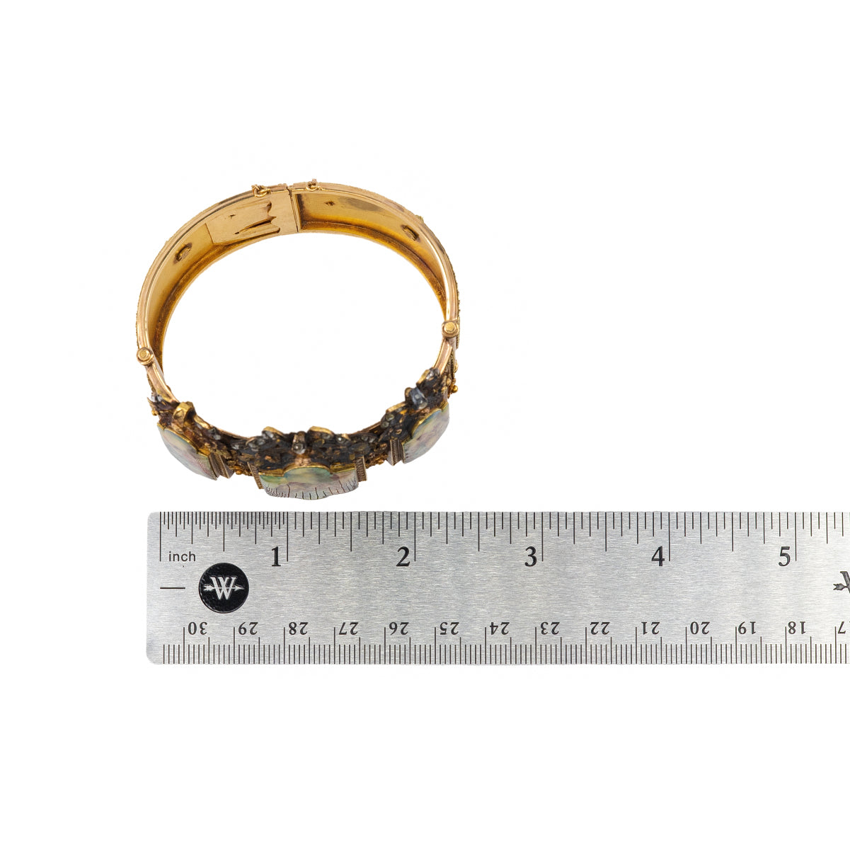 Antique Victorian Enamel and Diamond Panel Bracelet