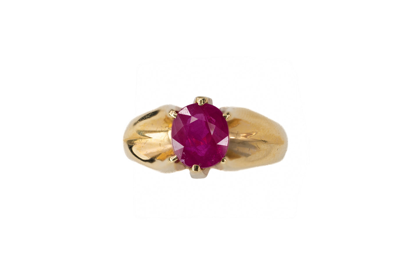 Yellow Gold Oval Ruby Solitaire Cocktail Ring