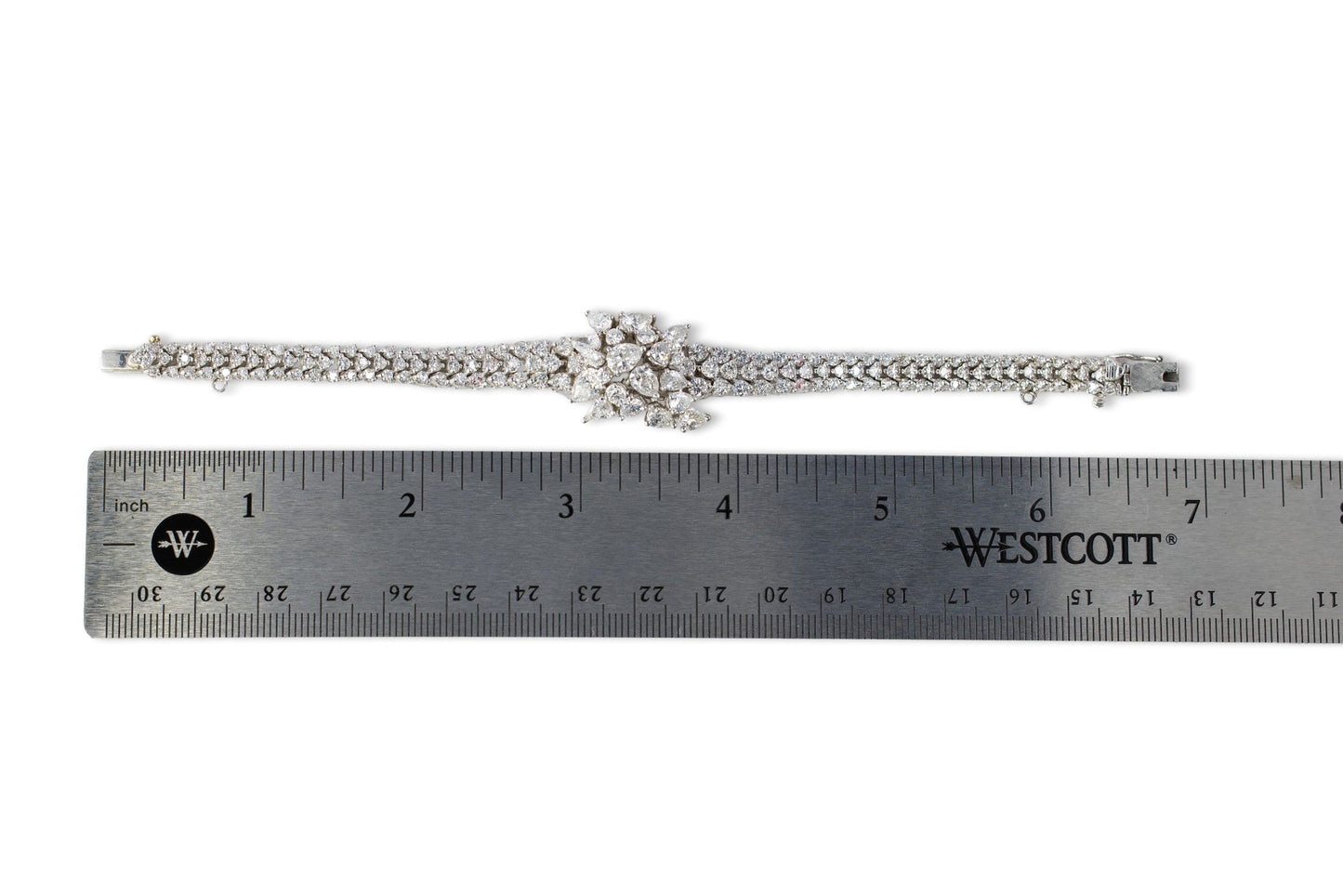 Floral Cluster and V-Link Diamond Bracelet