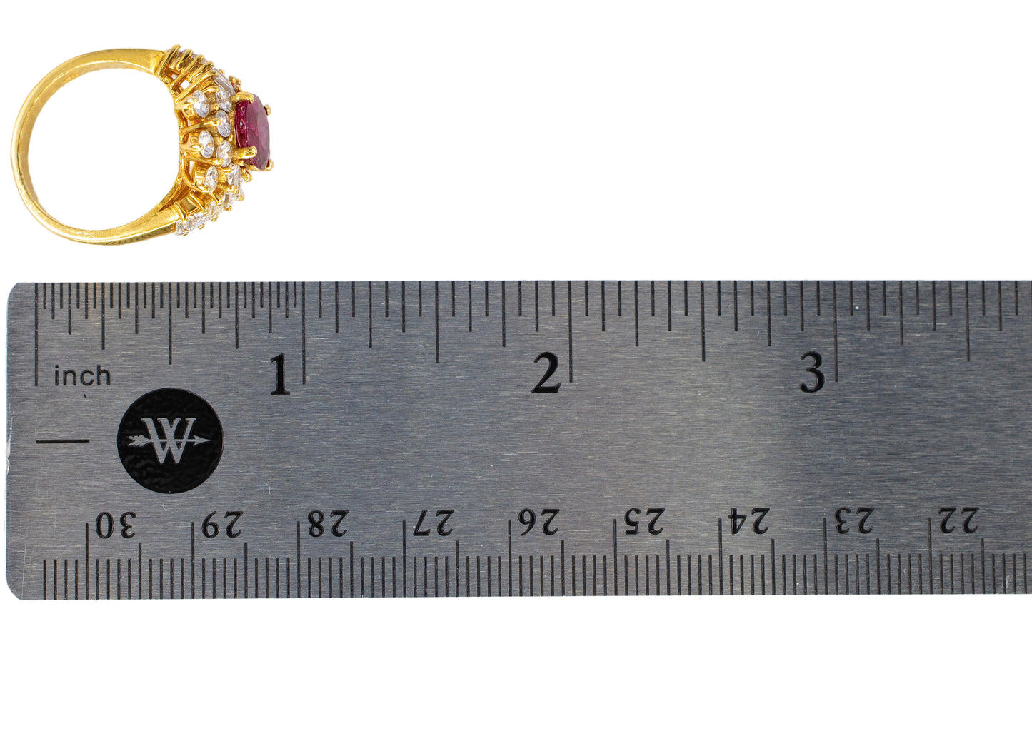Ruby and Mixed-Cut Diamond Cluster Ballerina Ring