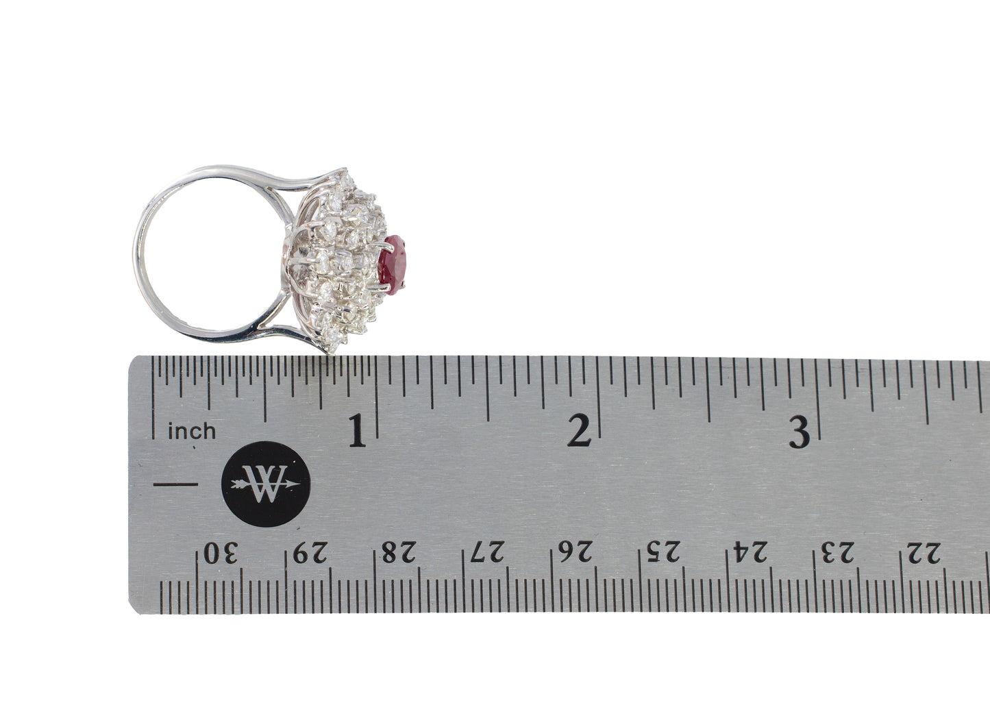 Oval Ruby and Tiered Brilliant-Cut Diamond Starburst Ring