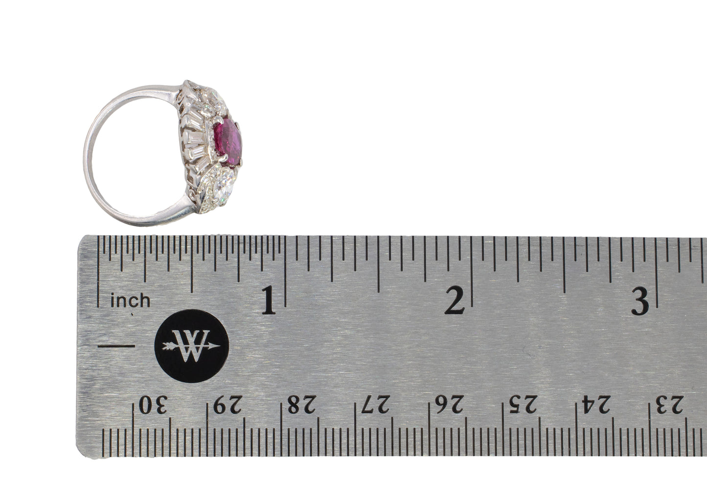 Oval Ruby and Mixed-Cut Diamond Fan Cluster Ring