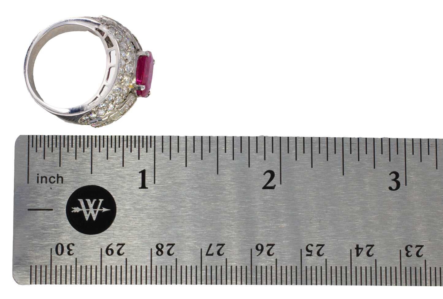 Oval Ruby and Mixed-Cut Diamond Pavé Dome Ring