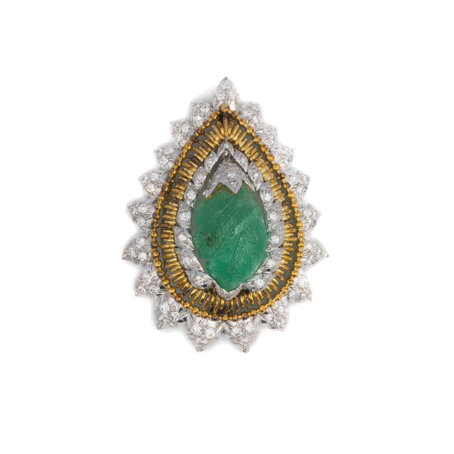 David Webb Emerald and Diamond Brooch