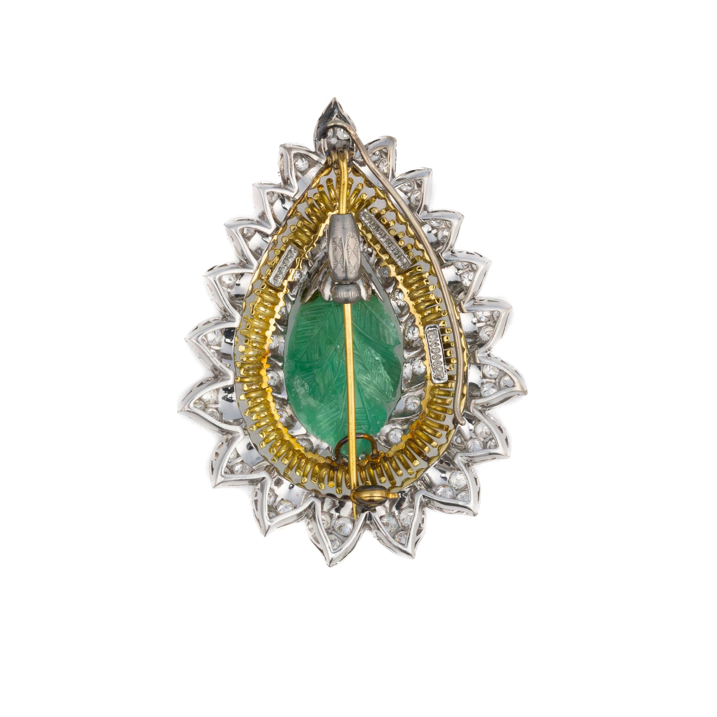 David Webb Emerald and Diamond Brooch