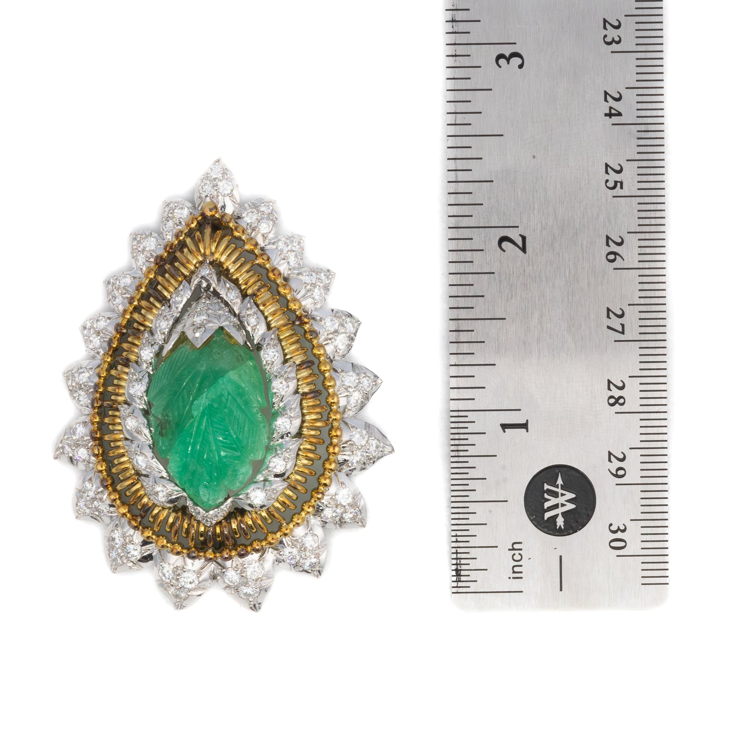 David Webb Emerald and Diamond Brooch