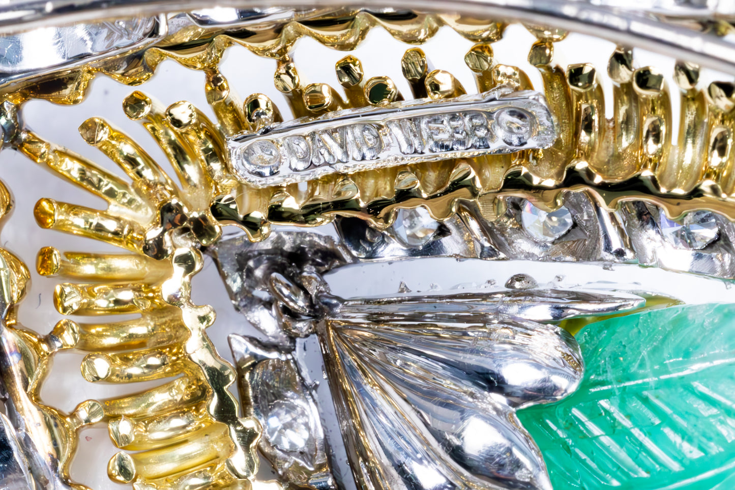 David Webb Emerald and Diamond Brooch