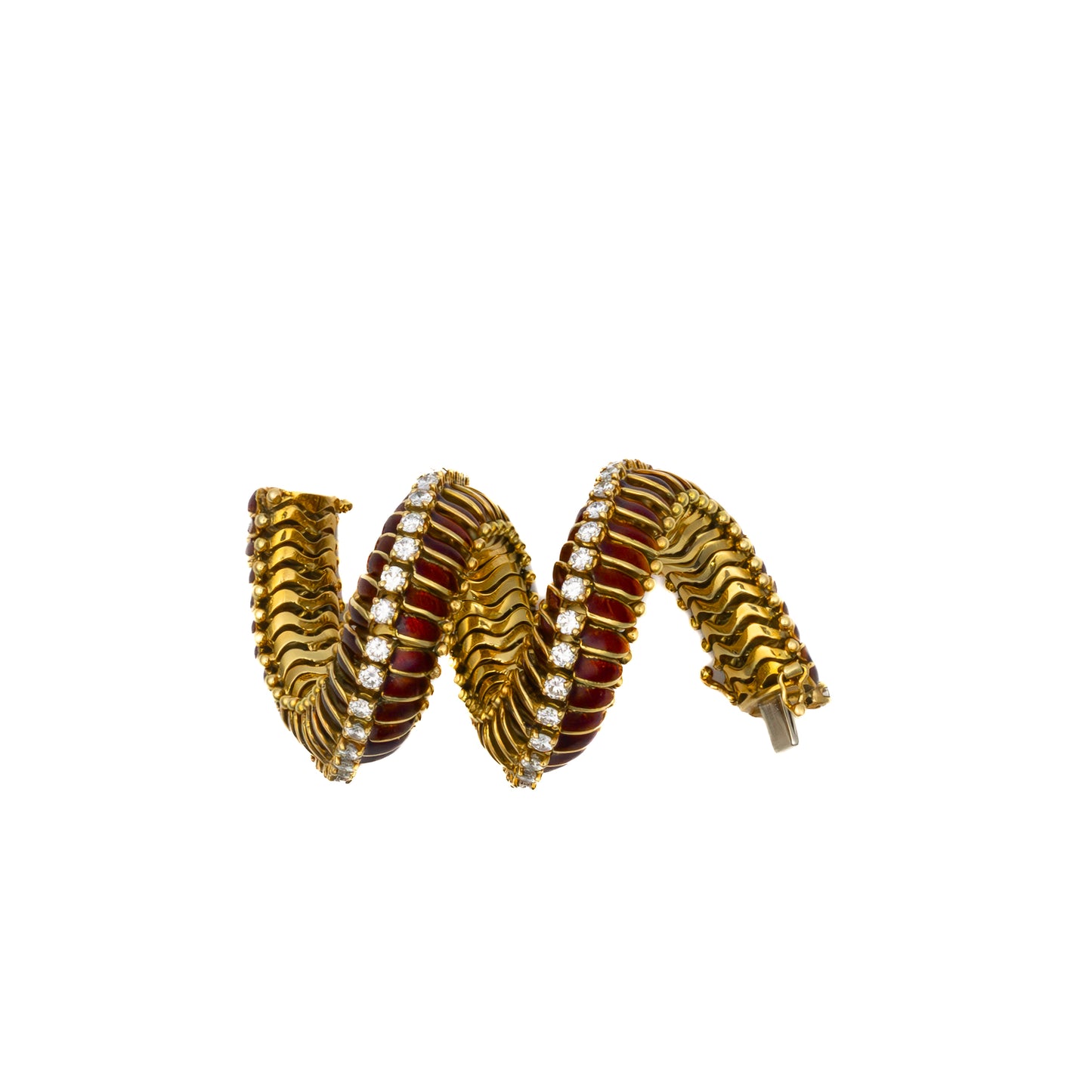 Bulgari Yellow Gold Enamel and Diamond Bracelet