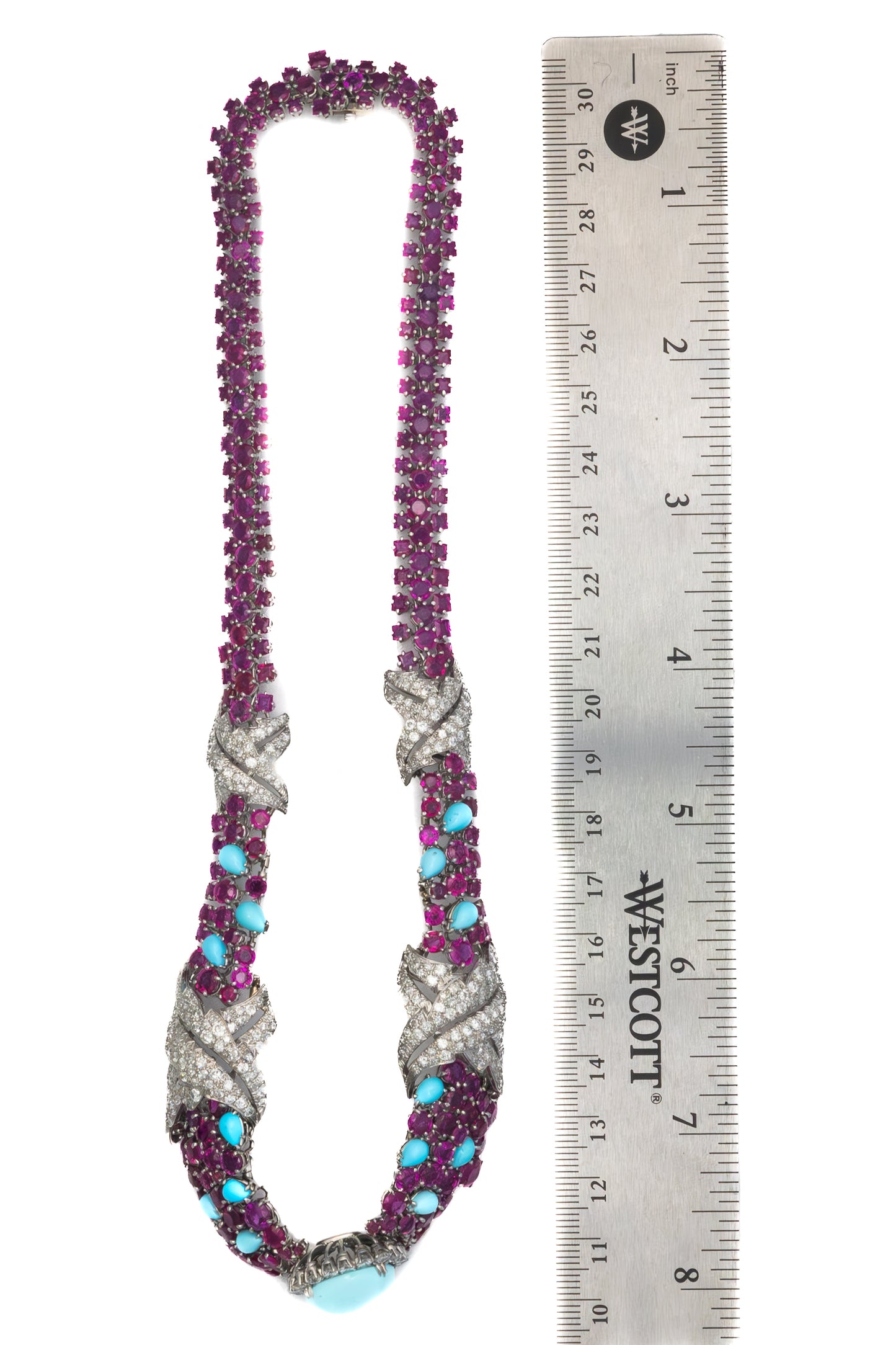 David Webb Ruby, Diamond, Turquoise Necklace