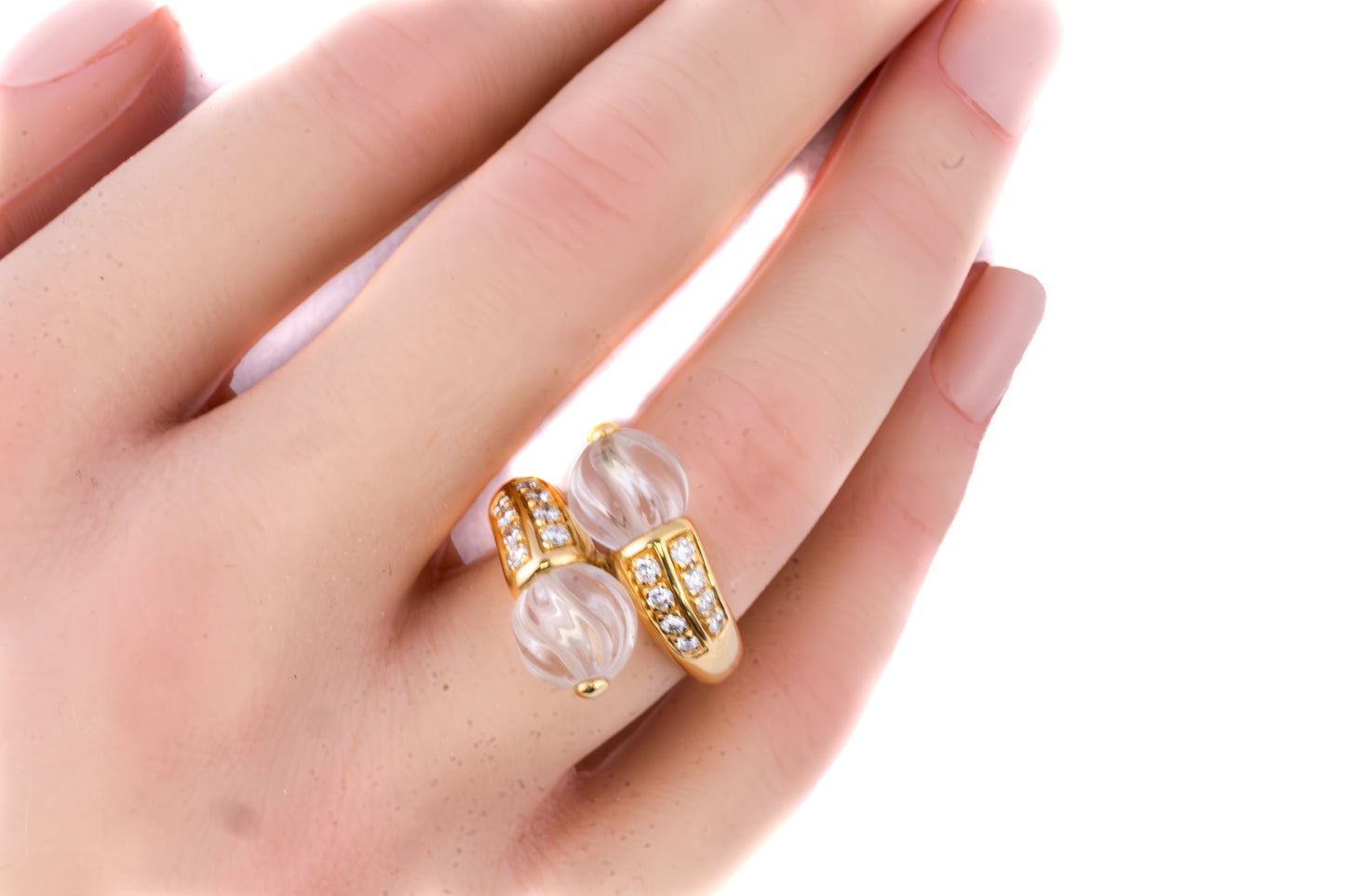Boucheron Carved Rock Crystal and Diamond Toi et Moi Ring