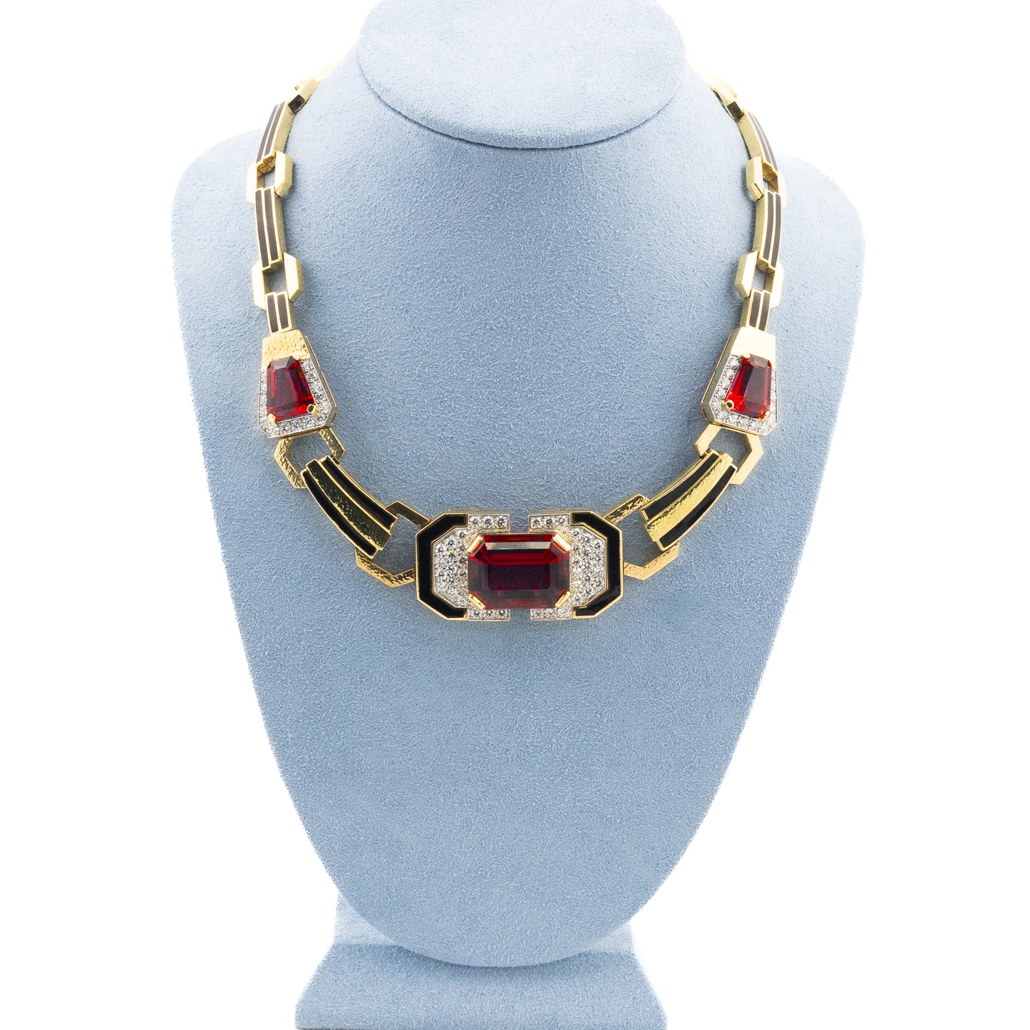 David Webb Rubellite Tourmaline and Enamel Necklace