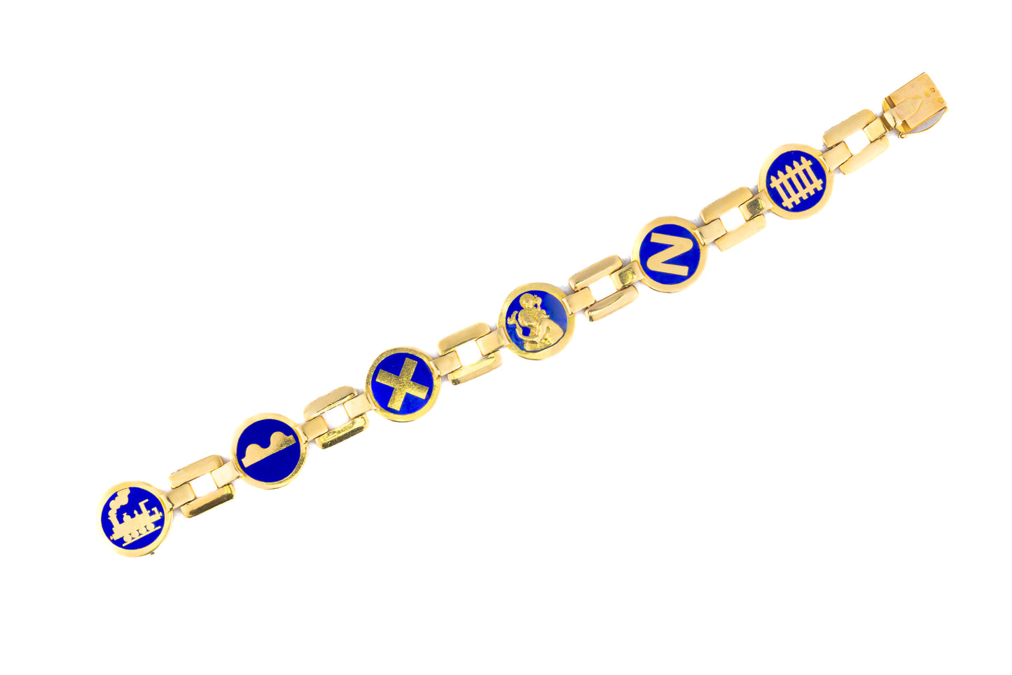 Cartier Lapis Lazuli Transportation Motif Gold Bracelet