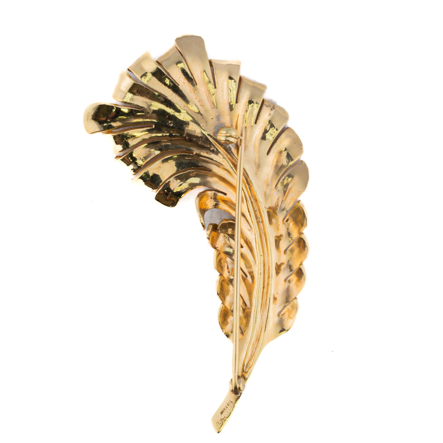 Tiffany & Co. Diamond & Gold Feather Brooch