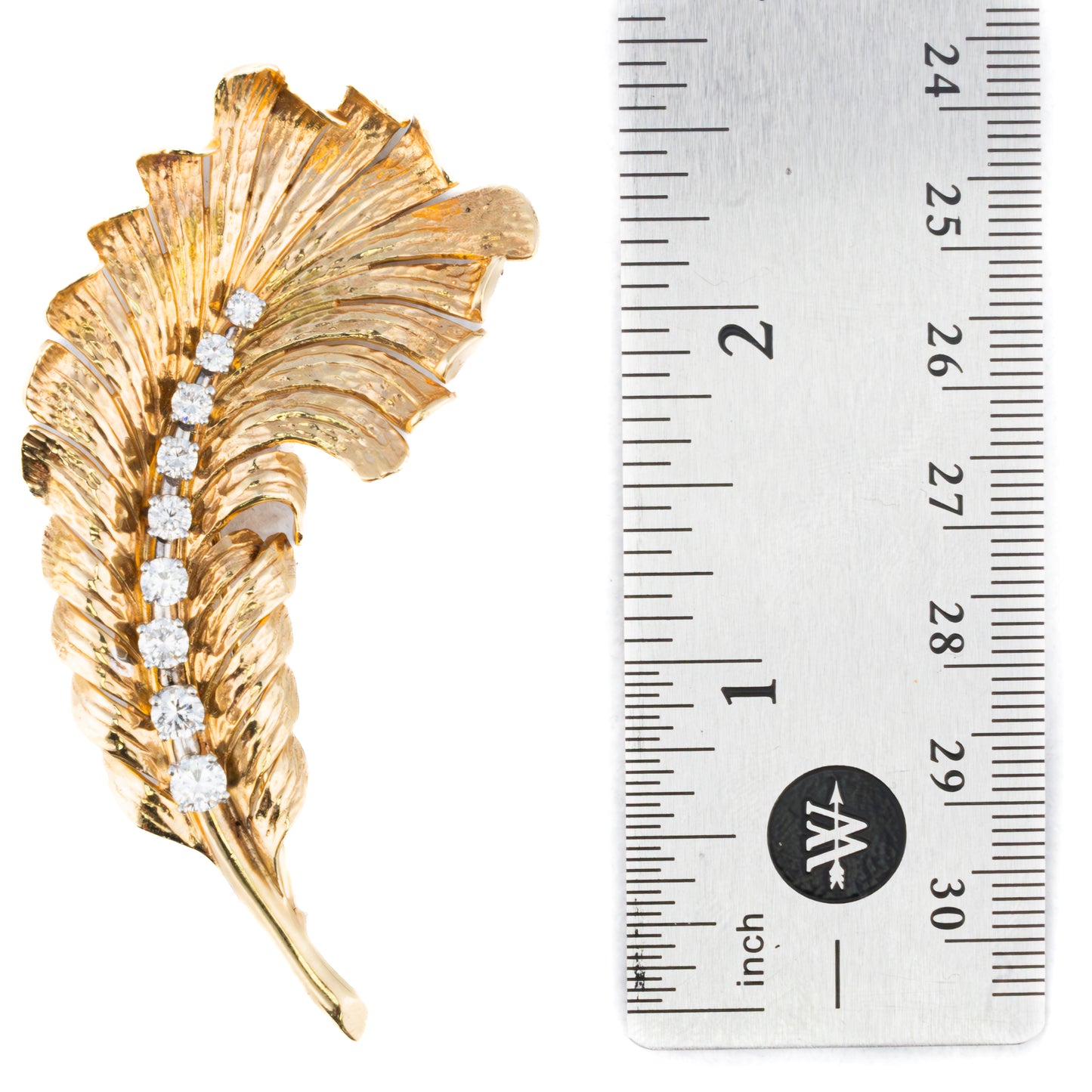 Tiffany & Co. Diamond & Gold Feather Brooch