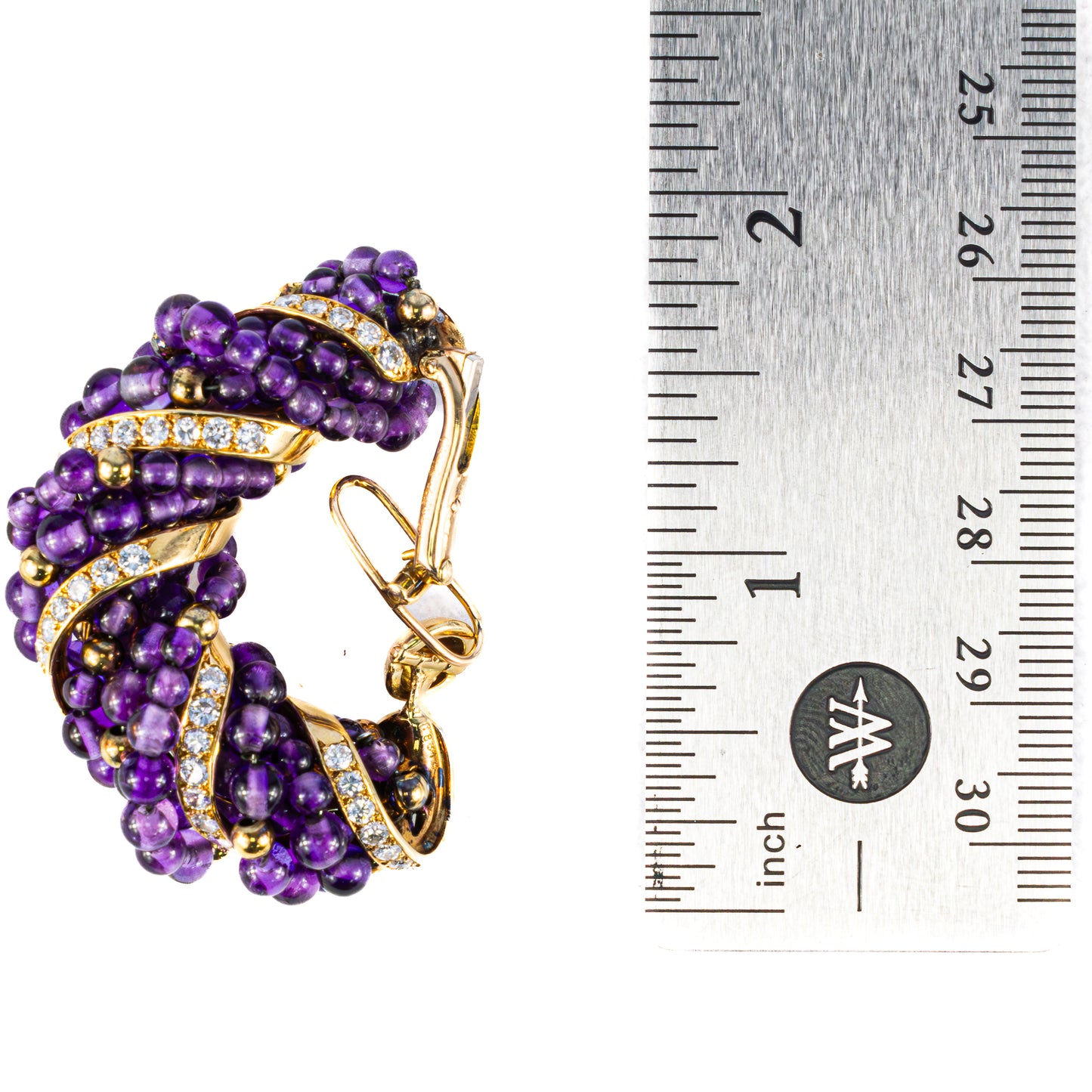 Cartier Amethyst and Diamond Hoop Earrings