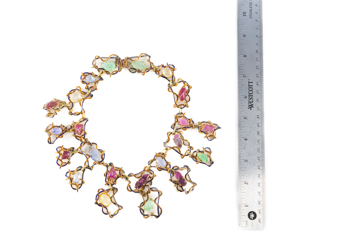 Seaman Schepps Multi Carved Gem & Enamel Necklace