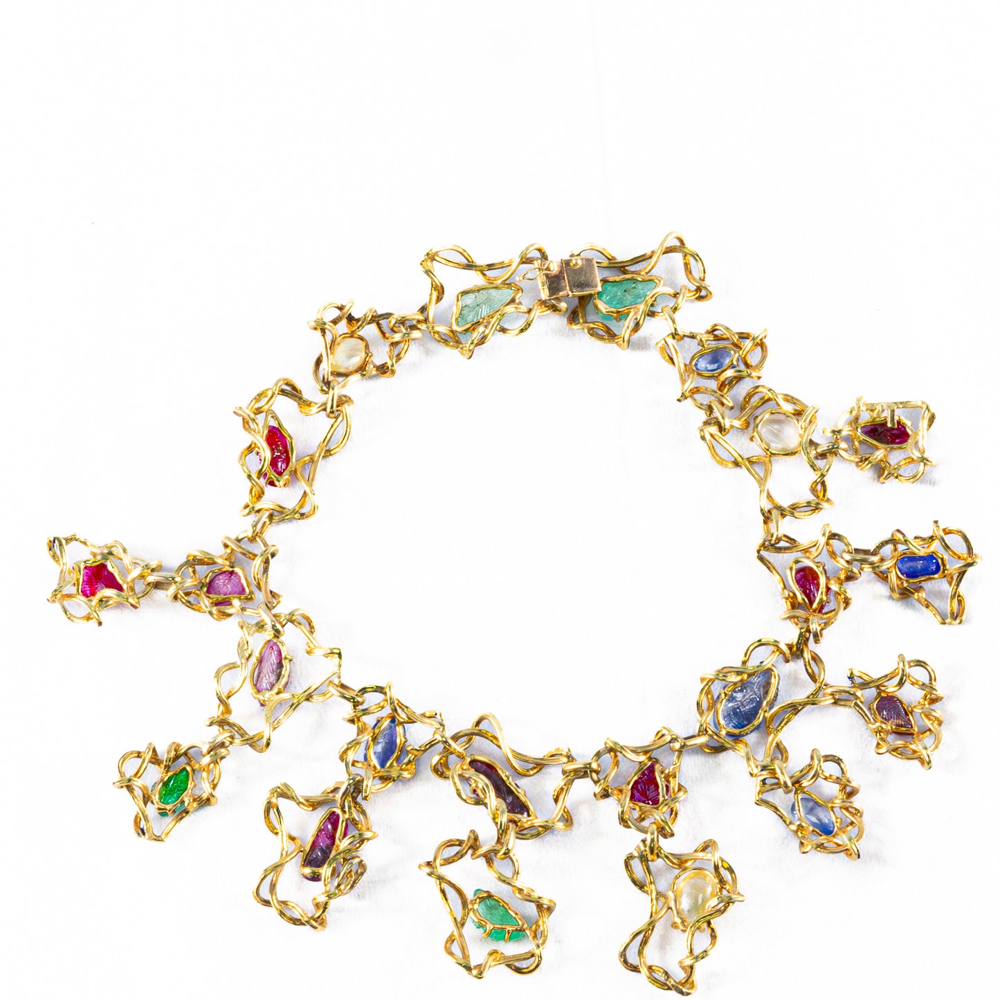 Seaman Schepps Multi Carved Gem & Enamel Necklace
