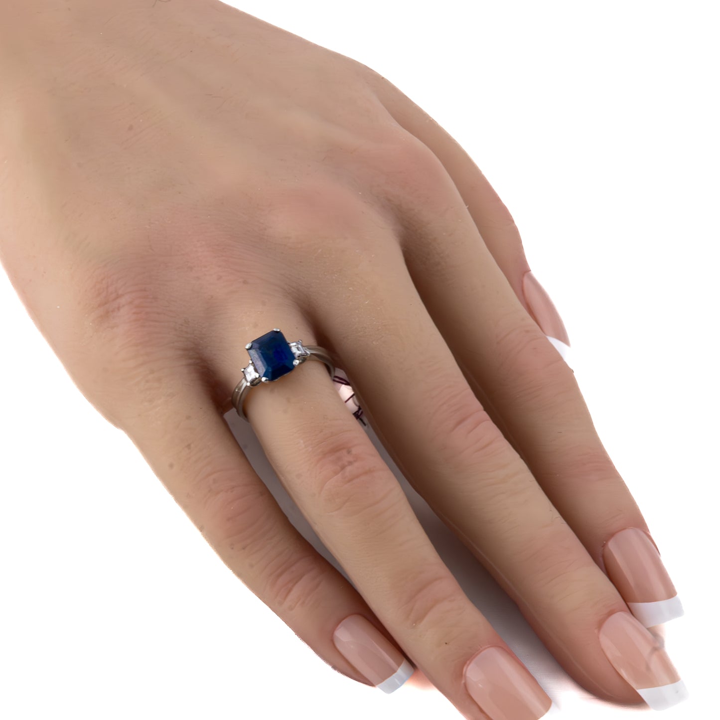 Sapphire and Diamond Three-Stone Ring