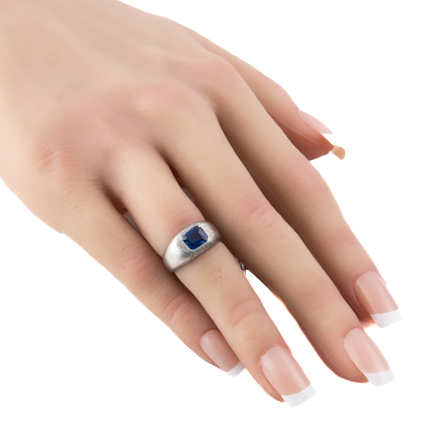 Matte Platinum Solitaire Sapphire Ring