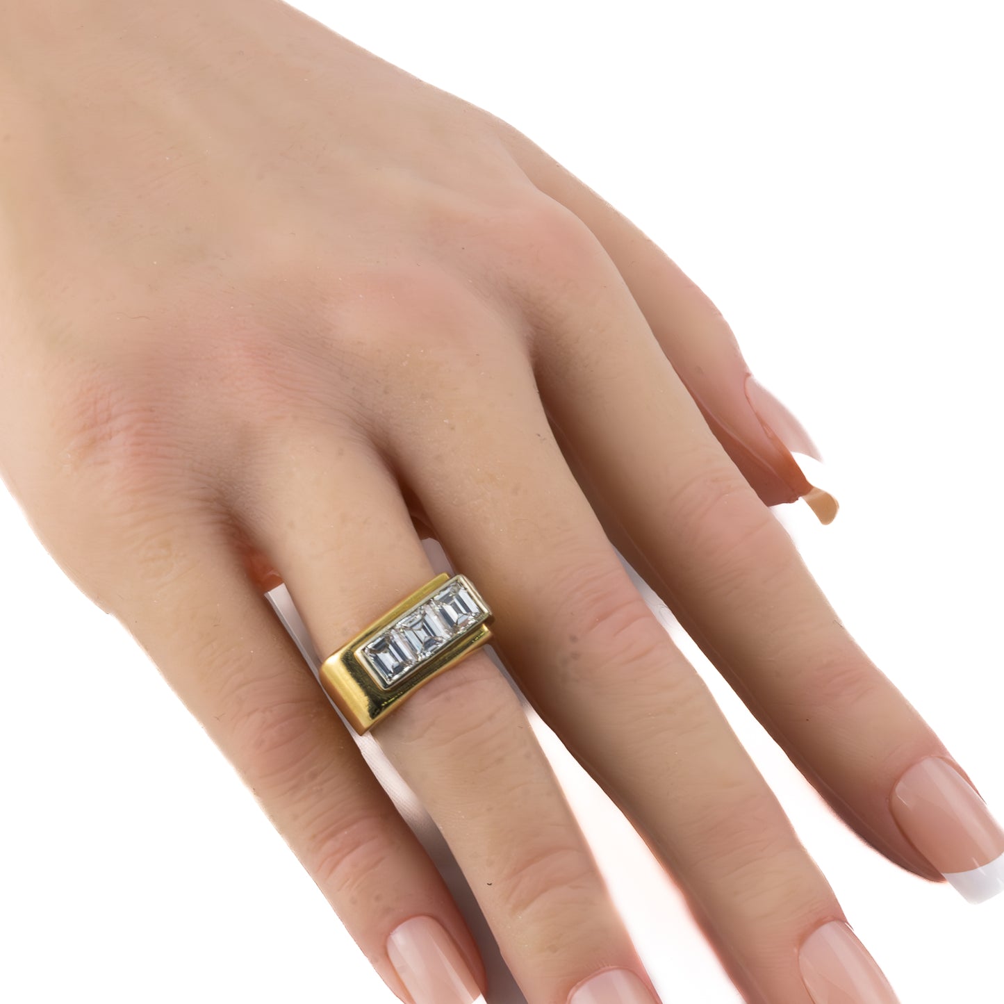 Vintage Emerald Cut Diamond Gold Ring