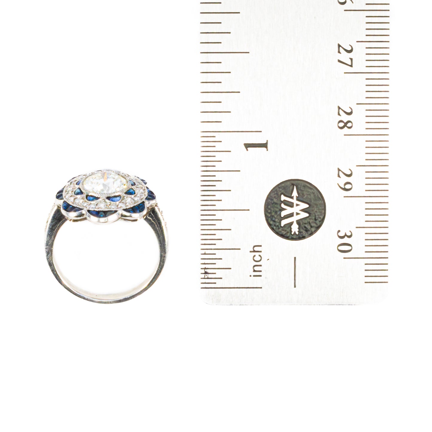 Art Deco Diamond and Sapphire Floral Ring