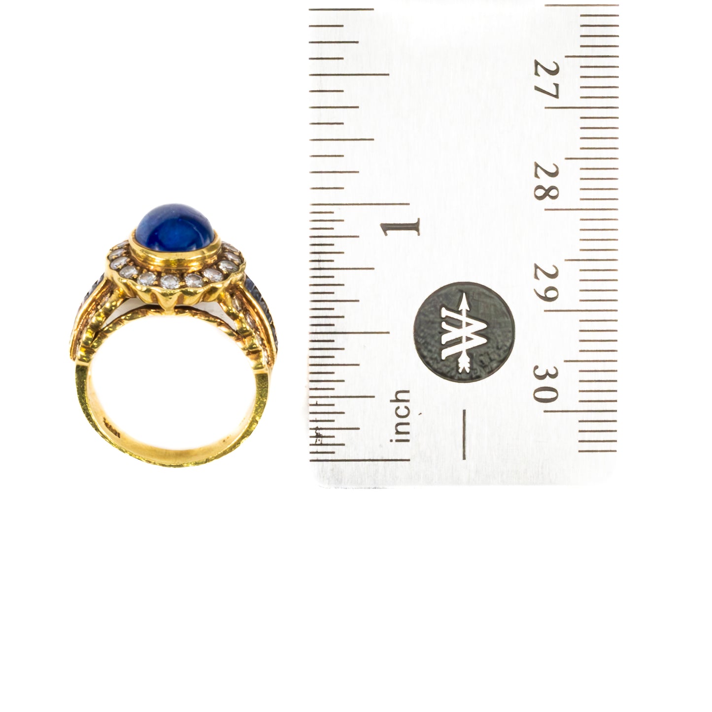 Vintage Cabochon Sapphire and Diamond Halo Ring