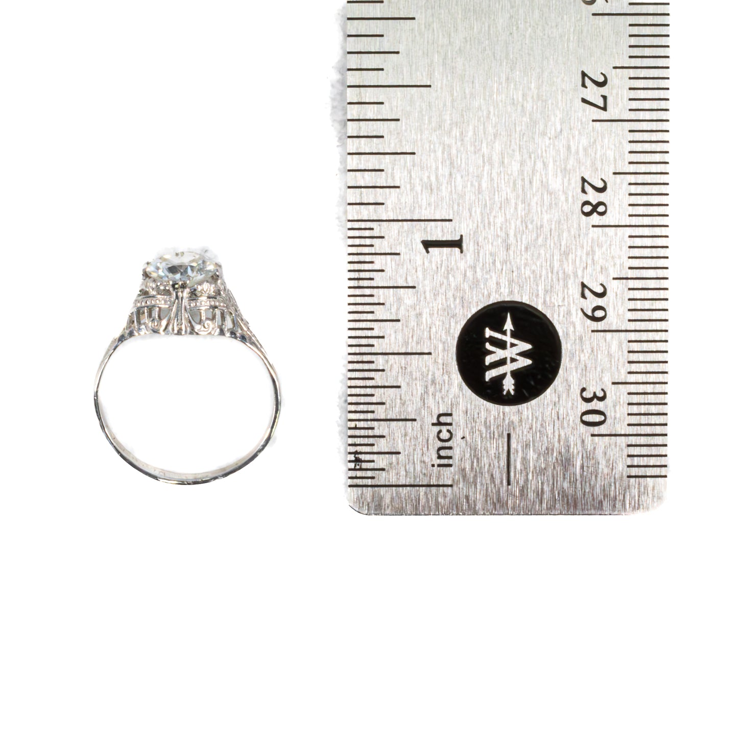 Art Deco Old Mine Diamond Engagement Ring in Platinum