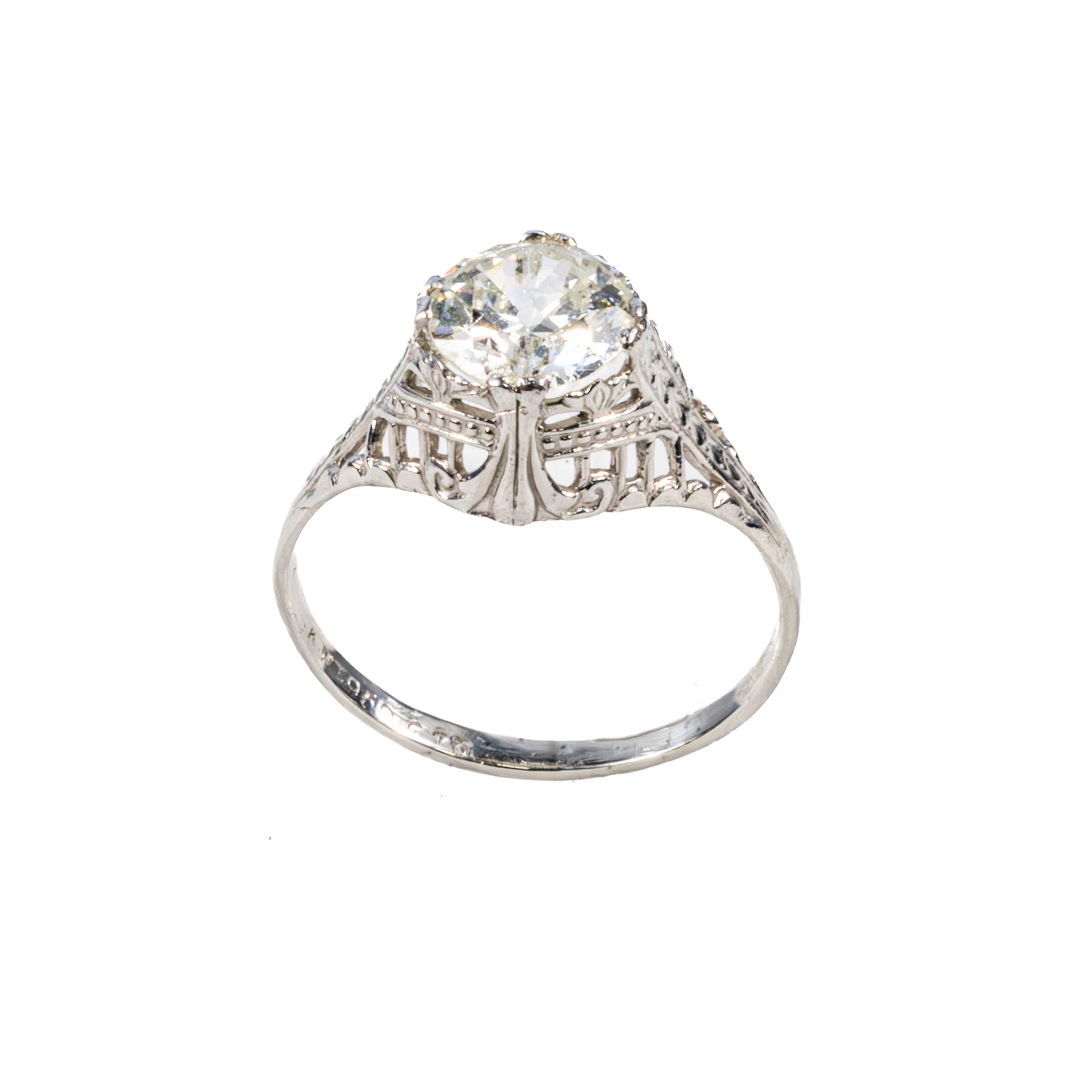 Art Deco Old Mine Diamond Engagement Ring in Platinum