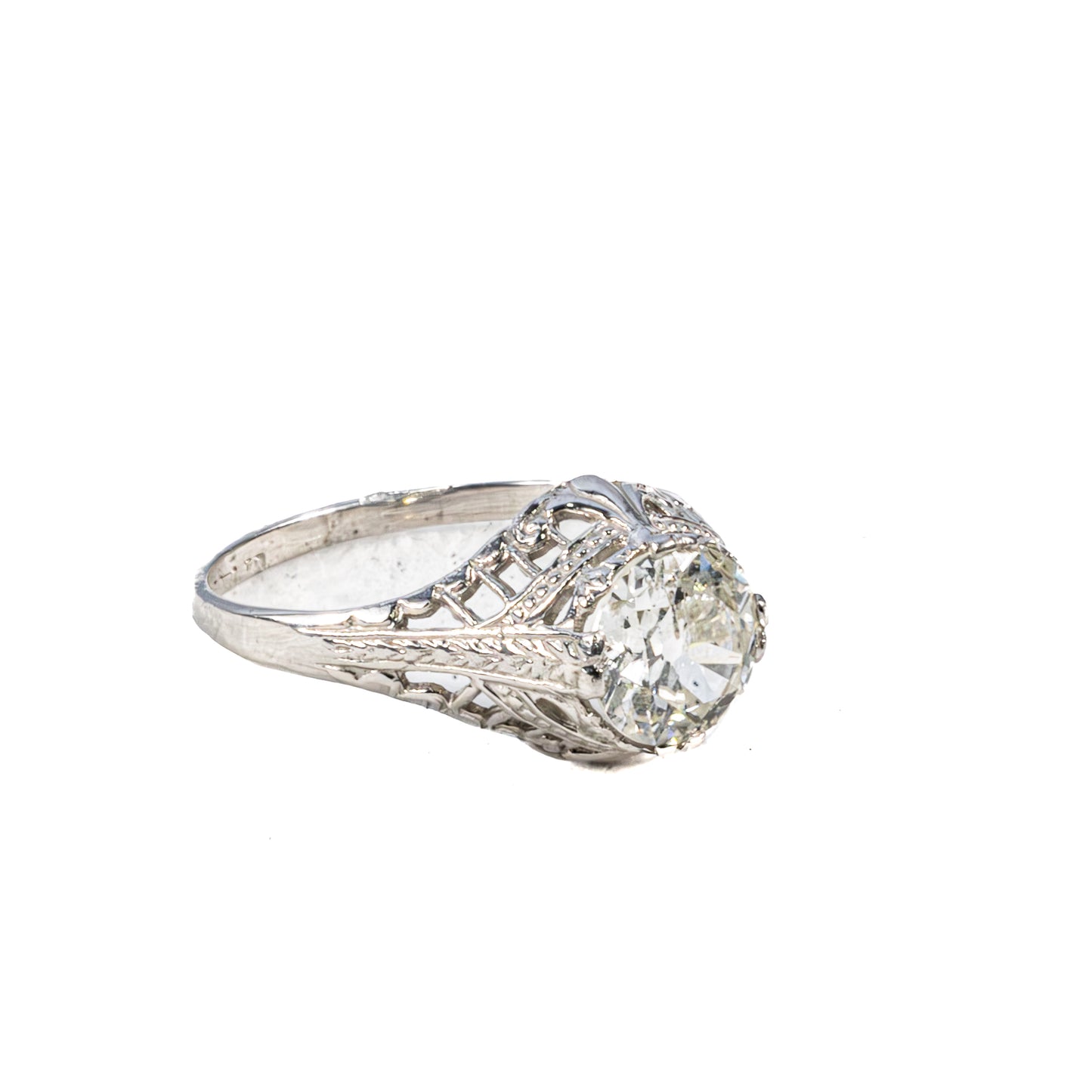 Art Deco Old Mine Diamond Engagement Ring in Platinum