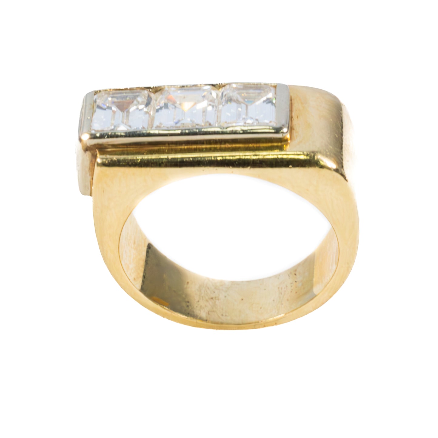 Vintage Emerald Cut Diamond Gold Ring